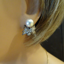 Attributed Frida Kahlo vintage earrings diamonds pearls silver gold (7464)