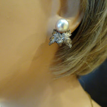 Attributed Frida Kahlo vintage earrings diamonds pearls silver gold (7464)