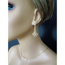 FUSET y GRAU Art Deco Earrings gold diamonds dangle earpendants spider bug (7465)