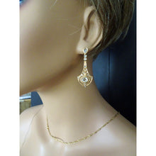 FUSET y GRAU Art Deco Earrings gold diamonds dangle earpendants spider bug (7465)