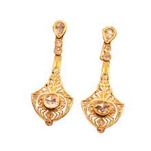 FUSET y GRAU Art Deco Earrings gold diamonds dangle earpendants spider bug (7465)