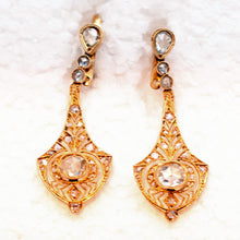 FUSET y GRAU Art Deco Earrings gold diamonds dangle earpendants spider bug (7465)