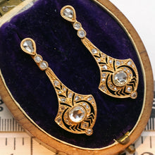 FUSET y GRAU Art Deco Earrings gold diamonds dangle earpendants spider bug (7465)