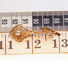 FUSET y GRAU Art Deco Earrings gold diamonds dangle earpendants spider bug (7465)