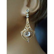 FUSET y GRAU Art Deco Earrings gold diamonds dangle earpendants spider bug (7465)