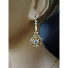 FUSET y GRAU Art Deco Earrings gold diamonds dangle earpendants spider bug (7465)