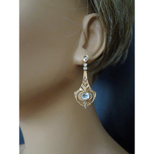 FUSET y GRAU Art Deco Earrings gold diamonds dangle earpendants spider bug (7465)