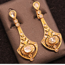 FUSET y GRAU Art Deco Earrings gold diamonds dangle earpendants spider bug (7465)