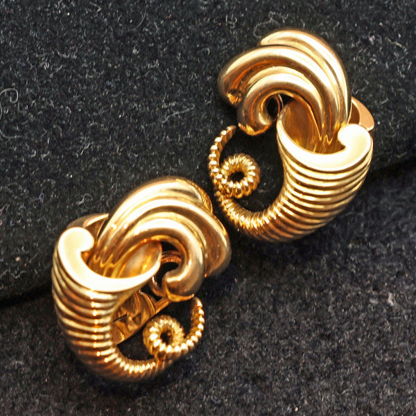 Vintage Retro Earrings Ear Clips 18k gold cornucopia Italian non