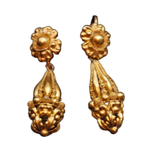 Antique Georgian earrings 18k gold cannetille day night dangle drops French(7491)