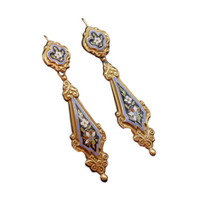 Antique Georgian Earrings Ear Pendants 18k gold Enamel Day Night French (7493)