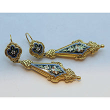 Antique Georgian Earrings Ear Pendants 18k gold Enamel Day Night French (7493)