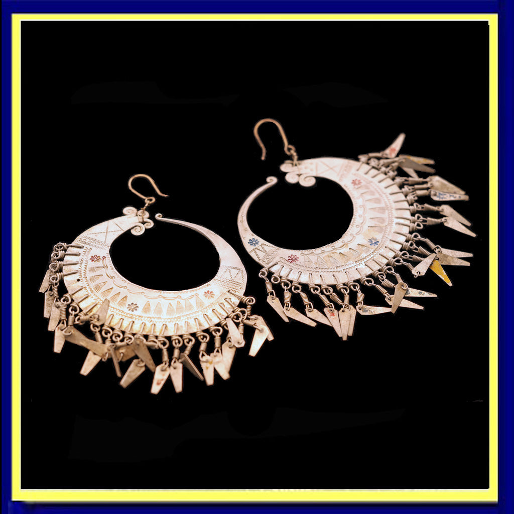 Vintage earrings huge ear hoops lightweight aluminum Hmong people Vietnam