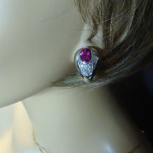 Mauboussin Paris vintage earrings 18k white gold pink tourmaline diamonds (7528)