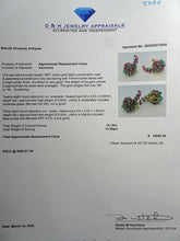 Vintage French earrings 18k gold emeralds rubies climber earrings beads (7534)