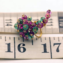 Vintage French earrings 18k gold emeralds rubies climber earrings beads (7534)