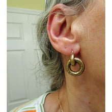 Antique Victorian earrings gold hoops engraved floral double hoop earrings(7537)