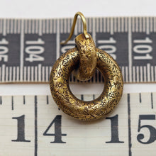 Antique Victorian earrings gold hoops engraved floral double hoop earrings(7537)