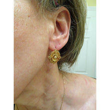 Antique Victorian Earrings Etruscan Revival gold beetle scarab (7538)