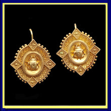 Antique Victorian Earrings Etruscan Revival gold beetle scarab