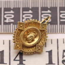 Antique Victorian Earrings Etruscan Revival gold beetle scarab (7538)