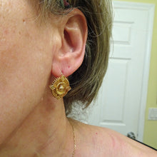 Antique Victorian Earrings Etruscan Revival gold beetle scarab (7538)