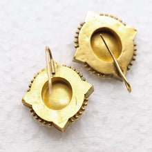 Antique Victorian Earrings Etruscan Revival gold beetle scarab (7538)