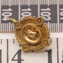 Antique Victorian Earrings Etruscan Revival gold beetle scarab (7538)