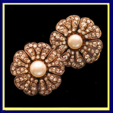 Antique French Earrings Ear clips diamonds pearls gold silver big flowers