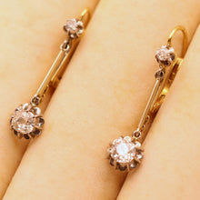 Antique Victorian Nouveau earrings gold platinum diamonds Dormeuse sleepers(7544