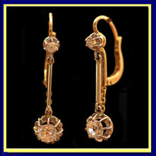 Antique Victorian Nouveau earrings gold platinum diamonds Dormeuse sleepers