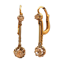 Antique Victorian Nouveau earrings gold platinum diamonds Dormeuse sleepers(7544