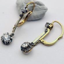 Antique Victorian Nouveau earrings gold platinum diamonds Dormeuse sleepers