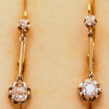 Antique Victorian Nouveau earrings gold platinum diamonds Dormeuse sleepers(7544