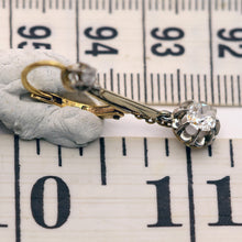 Antique Victorian Nouveau earrings gold platinum diamonds Dormeuse sleepers(7544