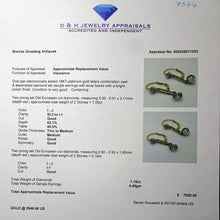 Antique Victorian Nouveau earrings gold platinum diamonds Dormeuse sleepers(7544