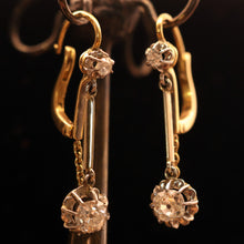 Antique Victorian Nouveau earrings gold platinum diamonds Dormeuse sleepers(7544