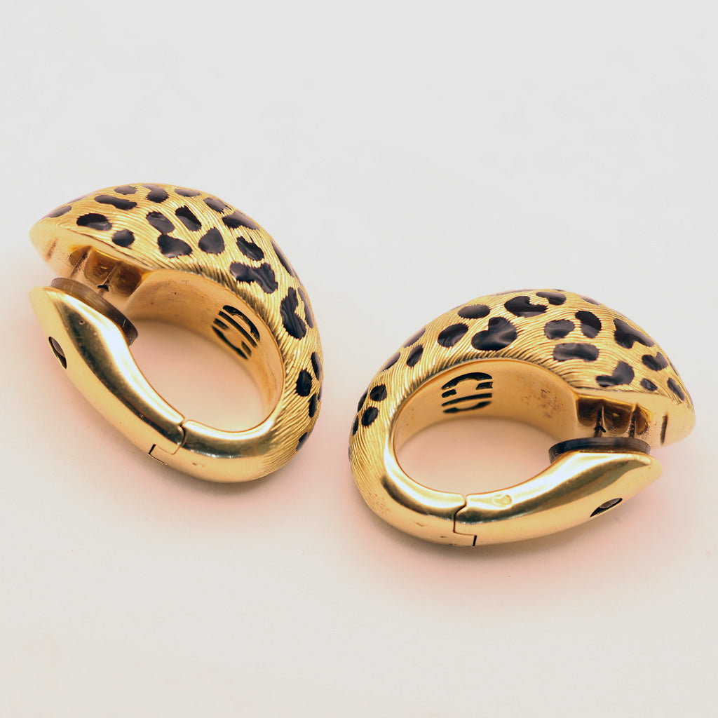 Christian Dior Earrings earrings clip on 18k gold enamel Mitzah leopard