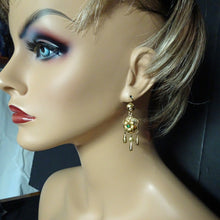 Antique Victorian earrings dangles gold pearls paste French flowers (7553)