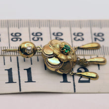 Antique Victorian earrings dangles gold pearls paste French flowers (7553)