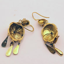 Antique Victorian earrings dangles gold pearls paste French flowers (7553)