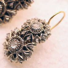 Antique Victorian earrings ear pendants silver gold diamonds French (7556)