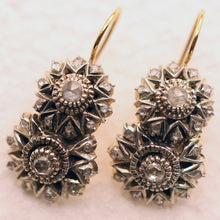 Antique Victorian earrings ear pendants silver gold diamonds French (7556)