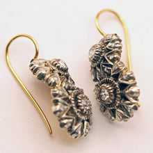Antique Victorian earrings ear pendants silver gold diamonds French (7556)