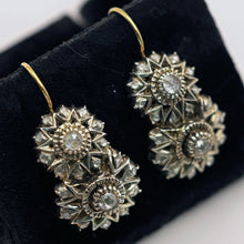 Antique Victorian earrings ear pendants silver gold diamonds French (7556)