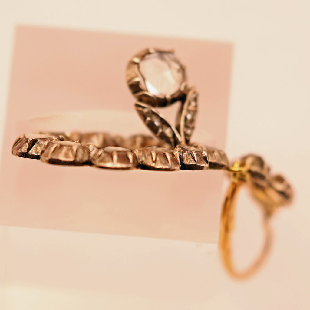 Antique Georgian earrings silver gold diamonds dangles circa 1780 French (7561)