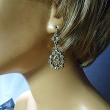 Antique Georgian earrings silver gold diamonds dangles circa 1780 French (7561)