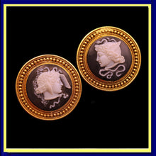 Antique Etruscan Revival earrings gold hardstone cameos snakes Hermes gods