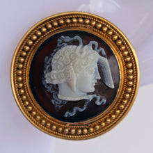 Antique Etruscan Revival earrings gold hardstone cameos snakes Hermes gods(7571)