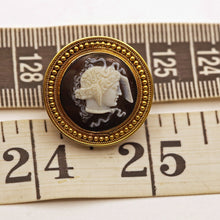 Antique Etruscan Revival earrings gold hardstone cameos snakes Hermes gods(7571)